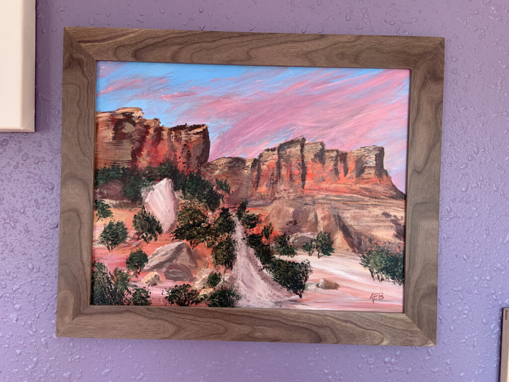wood frame with beautiful artwork