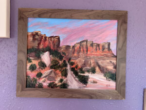 wood frame with beautiful artwork